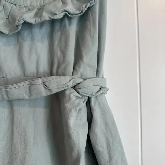 FREE PEOPLE Seafoam Green Lara Ruffle Bib Mini Dress Size Medium - Picture 6 of 9